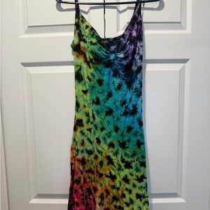 Vibrant Rainbow Tie-Dye asymmetrical  Dress Our House